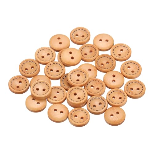 QUARKZMAN Holzknöpfe, 13mm 2 Loch Handwerk Buttons, Bastelknöpfe Holz Schüsseltyp Rund Nähknöpfe Ersatzknöpfe Buttons für DIY Dekoration Mäntel Nähen Kleidung, 30 Stück Beige von QUARKZMAN