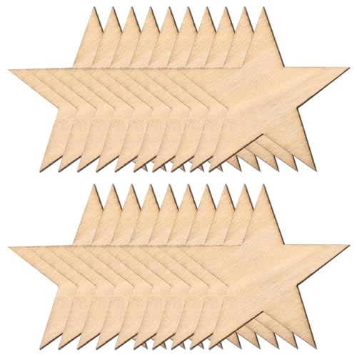 QUARKZMAN Holzsterne unbehandelt für Bastelarbeiten, 5 cm (2") Sternform-Ausschnitte aus Holz für DIY-Projekte, Packung mit 50 Stück von QUARKZMAN
