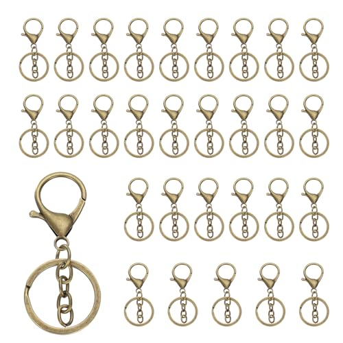 QUARKZMAN Hummerklaue Karabiner Schlüsselanhänger, 30 Stück Hummerklaue Karabinerhaken mit flachem Schlüsselring und Kette für DIY Bastel-Schlüsselanhänger, Bronze QUARKZMAN Hummerklaue Karabiner Schlüsselanhänger, 30 Stück Hummerklaue Karabinerhaken mit flachem Schlüsselring und Kette für DIY Bastel-Schlüsselanhänger, Bronze von QUARKZMAN