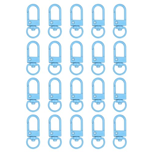 QUARKZMAN Hummerklaue-Verschlüsse, 20 Stück 33mm - Metall-Schwenkverschlüsse Karabinerhaken, Schlüsselanhänger-Clips für Taschen Schlüsselanhänger Geldbörsen Schmuckherstellung (Himmelblau) von QUARKZMAN