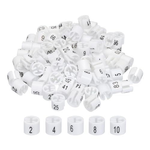 QUARKZMAN Kleiderbügel-Marker, farbige Kleidergrößenmarkierungen, Etiketten für Kleidungsstücke (Nummer 1-100, Weiß) zur Farbcodierung von Kleidung, Set mit 100 Stück von QUARKZMAN