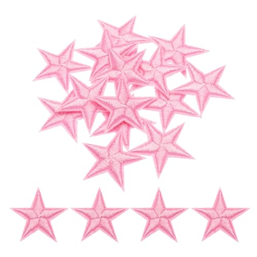 QUARKZMAN Kleine 5-Sterne Aufbügelflicken bestickt zum Aufnähen von Applikationen zur Verzierung von Kleidung, Reparatur von Rucksäcken und Schuhen, 2,9x2,9 cm, Packung mit 15 Stück (Pink) von QUARKZMAN