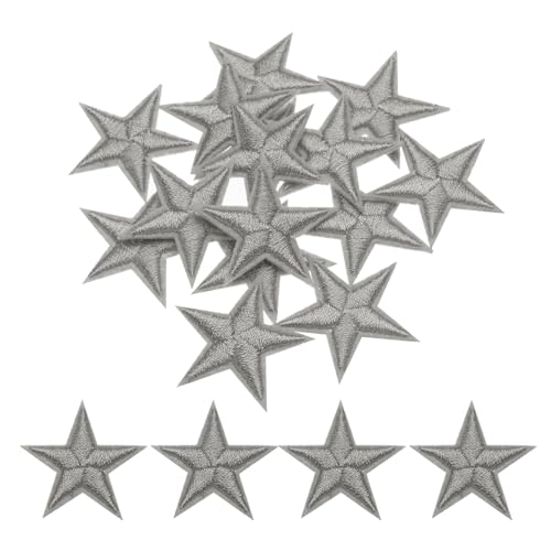 QUARKZMAN Kleine 5-Sterne Aufbügelflicken bestickt zum Aufnähen von Applikationen zur Verzierung von Kleidung 2,9x2,9 cm, Packung mit 15 Stück (Dunkelgrau) von QUARKZMAN