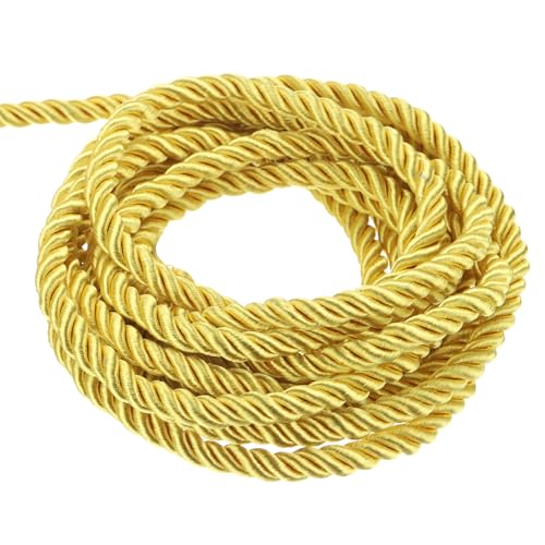 QUARKZMAN Kordel Satinkordel Gedrehte Kordelschnur, 11 Yard 3mm 3 Stränges Geflochtener Seil Glänzender Faden Schnur für DIY-papierschnur Handwerk Geschenktasche Vorhang, Hellgold - 10m QUARKZMAN Kordel Satinkordel Gedrehte Kordelschnur, 11 Yard 3mm 3 Stränges Geflochtener Seil Glänzender Faden Schnur für DIY-papierschnur Handwerk Geschenktasche Vorhang, Hellgold - 10m von QUARKZMAN