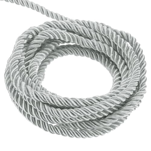 QUARKZMAN Kordel Satinkordel Gedrehte Kordelschnur, 11 Yard 3mm 3 Stränges Geflochtener Seil Glänzender Faden Schnur für DIY-papierschnur Handwerk Geschenktasche Vorhang, Silber - 10m QUARKZMAN Kordel Satinkordel Gedrehte Kordelschnur, 11 Yard 3mm 3 Stränges Geflochtener Seil Glänzender Faden Schnur für DIY-papierschnur Handwerk Geschenktasche Vorhang, Silber - 10m von QUARKZMAN