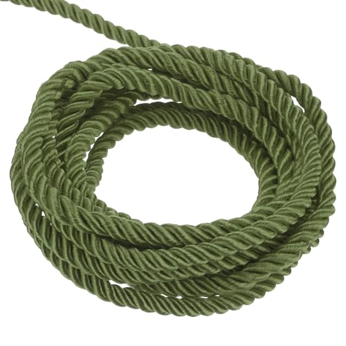 QUARKZMAN Kordel Satinkordel Gedrehte Kordelschnur, 11 Yard 5mm 3 Stränges Geflochtener Seil Glänzender Faden Schnur für DIY-papierschnur Handwerk Geschenktasche Vorhang, Olivgrün - 10m QUARKZMAN Kordel Satinkordel Gedrehte Kordelschnur, 11 Yard 5mm 3 Stränges Geflochtener Seil Glänzender Faden Schnur für DIY-papierschnur Handwerk Geschenktasche Vorhang, Olivgrün - 10m von QUARKZMAN