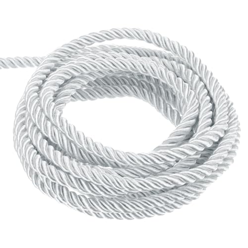 QUARKZMAN Kordel Satinkordel Gedrehte Kordelschnur, 11 Yard 5mm 3 Stränges Geflochtener Seil Glänzender Faden Schnur für DIY-papierschnur Handwerk Geschenktasche Vorhang, Weiß - 10m QUARKZMAN Kordel Satinkordel Gedrehte Kordelschnur, 11 Yard 5mm 3 Stränges Geflochtener Seil Glänzender Faden Schnur für DIY-papierschnur Handwerk Geschenktasche Vorhang, Weiß - 10m von QUARKZMAN