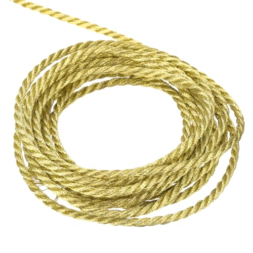 QUARKZMAN Kordel Satinkordel Gedrehte Kordelschnur, 2mm 3 Stränge geflochtene Schnur Glänzender Faden für Handwerk Geschenktasche Vorhang Weihnachtsdekoration, Gold - 5m QUARKZMAN Kordel Satinkordel Gedrehte Kordelschnur, 2mm 3 Stränge geflochtene Schnur Glänzender Faden für Handwerk Geschenktasche Vorhang Weihnachtsdekoration, Gold - 5m von QUARKZMAN