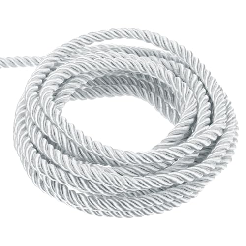 QUARKZMAN Kordel Satinkordel Gedrehte Kordelschnur, 5 Yard 3mm 3 Stränges Geflochtener Seil Glänzender Faden Schnur für DIY-papierschnur Handwerk Geschenktasche Vorhang, Weiß - 5m QUARKZMAN Kordel Satinkordel Gedrehte Kordelschnur, 5 Yard 3mm 3 Stränges Geflochtener Seil Glänzender Faden Schnur für DIY-papierschnur Handwerk Geschenktasche Vorhang, Weiß - 5m von QUARKZMAN