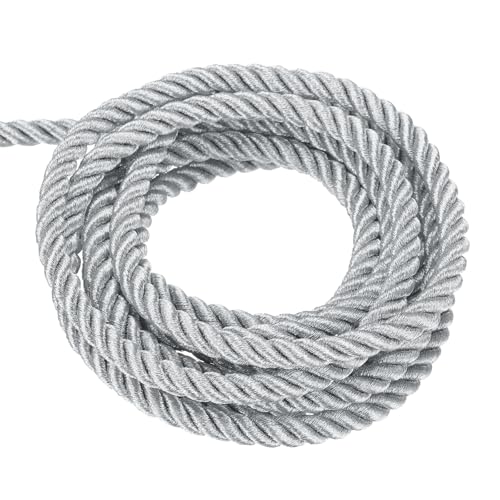 QUARKZMAN Kordel Satinkordel Gedrehte Kordelschnur, 6mm 3 Stränge Zwirn geflochtene Schnur Glänzender Faden für Bastelgeschenktasche Vorhang Weihnachtsdekoration, Silber - 5m QUARKZMAN Kordel Satinkordel Gedrehte Kordelschnur, 6mm 3 Stränge Zwirn geflochtene Schnur Glänzender Faden für Bastelgeschenktasche Vorhang Weihnachtsdekoration, Silber - 5m von QUARKZMAN