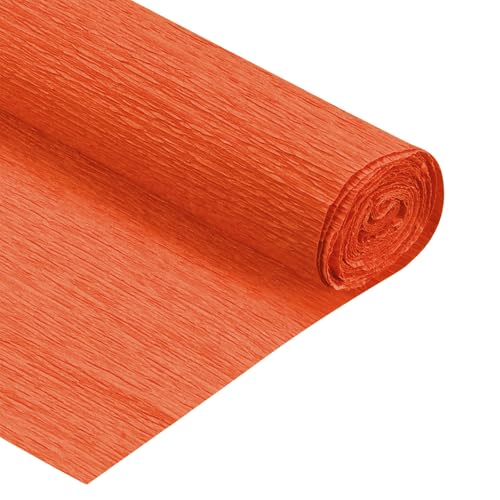 QUARKZMAN Krepppapier 50 x 210 cm Kräuselpapier Pastell Crepe Paper Seidenpapier Floristenkrepp Crepe-Papier zum Basteln Dekoration Geschenk Verpackung Blumen, Orange Rot von QUARKZMAN