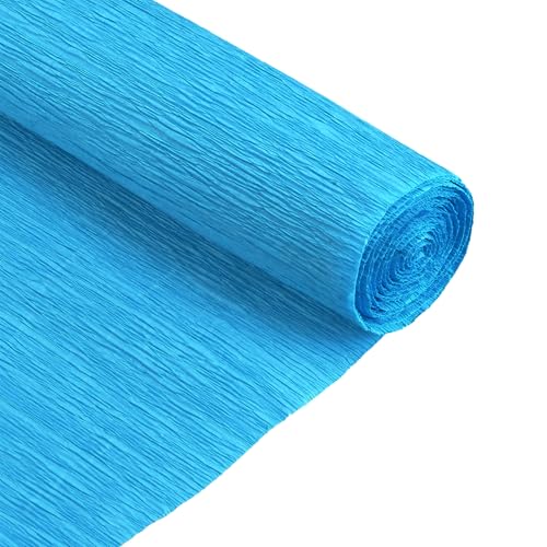 QUARKZMAN Krepppapier 50 x 210 cm Kräuselpapier Pastell Crepe Paper Seidenpapier Floristenkrepp Crepe-Papier zum Basteln Dekoration Geschenk Verpackung Blumen, Seeblau von QUARKZMAN