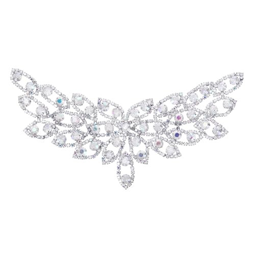 QUARKZMAN Kristall Strass Applikation Hochzeitskleid Dekoration für Damen DIY Handwerk Zubehör Aufnähbare Strass Schmuck Applikation für Abendkleid Gürtel AB Silber von QUARKZMAN