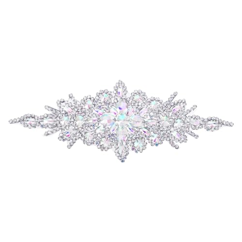 QUARKZMAN Kristall Strass Applikation zum Aufnähen für Brautkleid Dekoration DIY Abschlussball Party AB Silber 1 Stück von QUARKZMAN