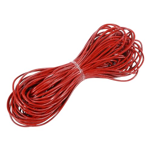 QUARKZMAN Kunstlederschnur, runde Lederschnur Lederband für Halsketten, Armbänder, Flechten, Schmuck, Basteln, 1,5 mm x 20 m, Rot von QUARKZMAN