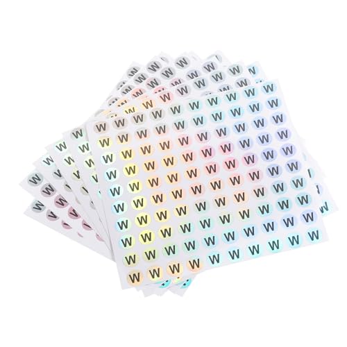 QUARKZMAN Laser-Großbuchstaben-Aufkleber, Buchstabe W, runde selbstklebende reflektierende Buchstaben-Aufkleber für Inventar, Lagerung, Organisation, 15 Bögen (1500 Aufkleber) von QUARKZMAN