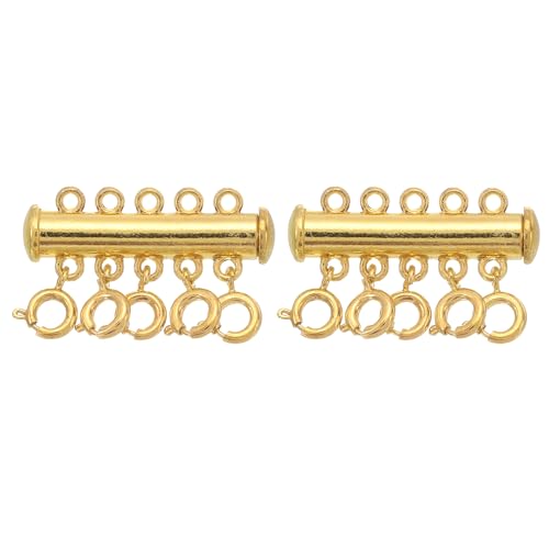 QUARKZMAN Layering Chain Clasp Chain Connector 2 Stück 5 Stränge Schiebe Magnetische Rohrverschluss für Schichtkettenherstellung, Gold QUARKZMAN Layering Chain Clasp Chain Connector 2 Stück 5 Stränge Schiebe Magnetische Rohrverschluss für Schichtkettenherstellung, Gold von QUARKZMAN