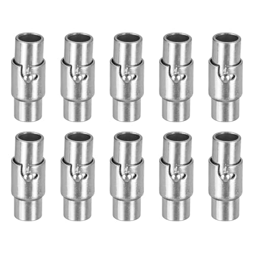 QUARKZMAN Leder Kordel Endkappen Armband Verschluss, 10 Stück 4mm Loch Magnetische Verschlüsse für Lederband, Kordel Endkappenn Verschluss für Armbänder Schmuckherstellung Basteln, Silber QUARKZMAN Leder Kordel Endkappen Armband Verschluss, 10 Stück 4mm Loch Magnetische Verschlüsse für Lederband, Kordel Endkappenn Verschluss für Armbänder Schmuckherstellung Basteln, Silber von QUARKZMAN