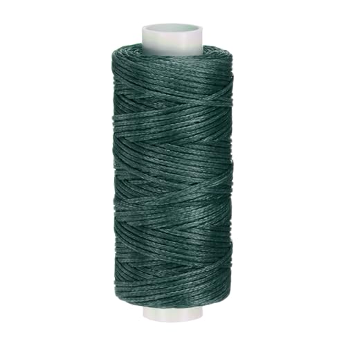 QUARKZMAN Leder Nähgewachstes Faden, 55 Yards / 50m 0.8mm 150D Flaches Polyester Allzweckfäden für Lederhandwerk, Buchbinden, Schuhreparatur, Dunkelgrün von QUARKZMAN