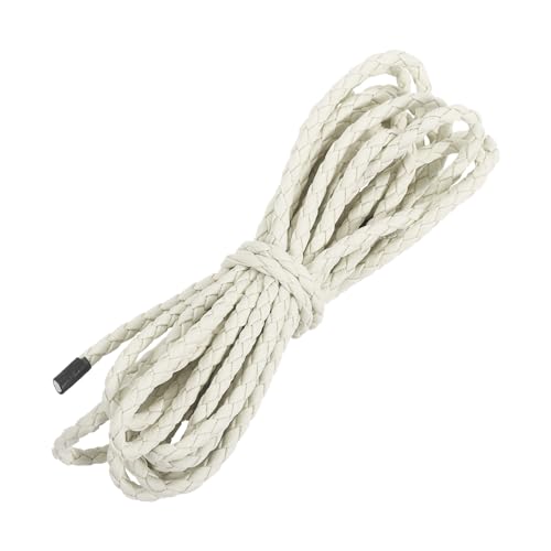 QUARKZMAN Lederband, 5,47 Meter, 4 mm Durchmesser, PU-Flechtgarn für Handtasche, Schuhband, DIY-Basteln von Armbändern, Weiß von QUARKZMAN