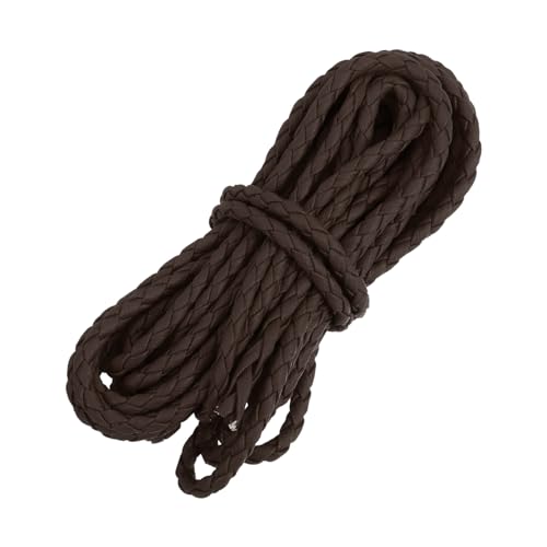 QUARKZMAN Lederband, 5,47 Meter, 4 mm Durchmesser, PU-Flechtgarn für Tasche, Handtasche, Schnürsenkel, DIY-Basteln, Armbandherstellung, Dunkelbraun von QUARKZMAN