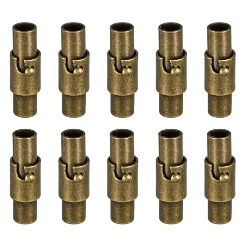 QUARKZMAN Lederkordel-Endkappe, 10 Stück 3mm Loch Leder Magnetverschlüsse, Kordel-Endkappen Verschlüsse Leder Kordel Schnalle für Schmuckherstellung DIY Zubehör Basteln, Bronze von QUARKZMAN