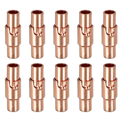 QUARKZMAN Lederkordel-Endkappe, 10 Stück 3mm Loch Leder Magnetverschlüsse, Kordel-Endkappen Verschlüsse Leder Kordel Schnalle für Schmuckherstellung DIY Zubehör Handwerk, Roségold von QUARKZMAN
