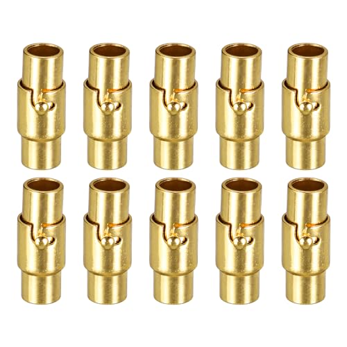 QUARKZMAN Lederkordel-Endkappe, 10 Stück 4mm Loch Leder Magnetverschlüsse, Kordel-Endkappen Verschlüsse Leder Kordel Schnalle für Schmuckherstellung DIY Zubehör Basteln, Gold von QUARKZMAN