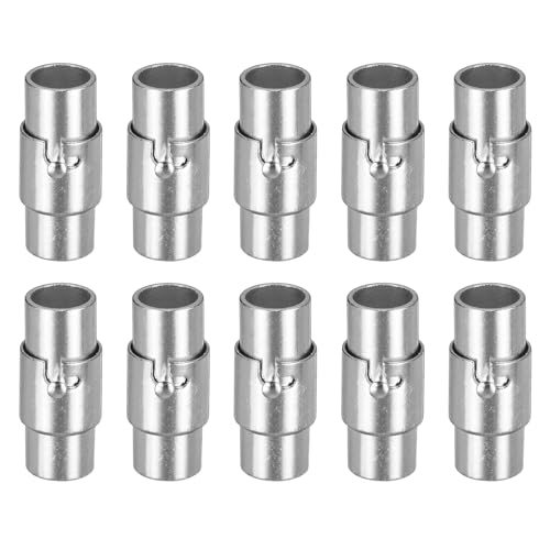 QUARKZMAN Lederkordel-Endkappe, 10 Stück 5mm Loch Leder Magnetverschlüsse, Kordel-Endkappen Verschlüsse Leder Kordel Schnalle für Schmuckherstellung DIY Zubehör Basteln, Silber von QUARKZMAN