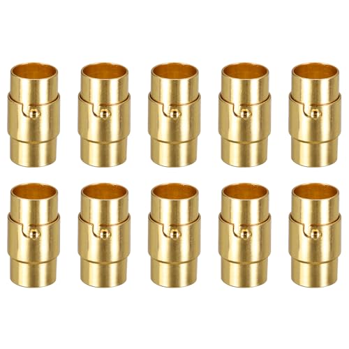 QUARKZMAN Lederkordel-Endkappe, 10 Stück 8mm Loch Leder Magnetverschlüsse, Kordel-Endkappen Verschlüsse Leder Kordel Schnalle für Schmuckherstellung DIY Zubehör Basteln, Gold von QUARKZMAN