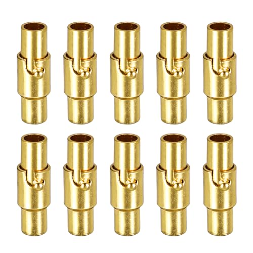 QUARKZMAN Lederkordel-Endverschluss, 10 Stück 3mm Loch Leder Magnetverschlüsse, Kordel-Endkappen Verschlüsse Leder Kordel Schnalle für Schmuckherstellung DIY Zubehör Basteln, Gold von QUARKZMAN