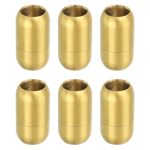 QUARKZMAN Lederkordel-Endverschluss, 6 Stück 8mm Loch Leder-Verschlüsse, Endkappen aus Leder für die Herstellung von DIY-Zubehör, Gold von QUARKZMAN