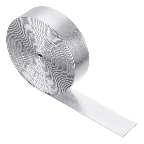 QUARKZMAN Lederstreifen 20mm breit 5m lang Metallische Lederstreifen Flacher Ledergürtelkordel Weich Faux-Lederbänder für Basteln DIY Nähen Zugseile, Silber von QUARKZMAN
