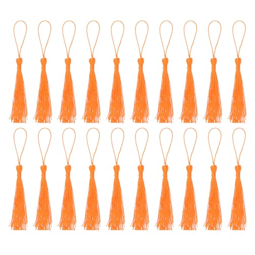 QUARKZMAN Lesezeichen Quasten - 20 Stück 13cm/5" Seidig Weiche Mini Quaste mit Schlaufen für Schlüsselanhänger Abschluss Handgemachtes DIY Bastelzubehör, Orange QUARKZMAN Lesezeichen Quasten - 20 Stück 13cm/5" Seidig Weiche Mini Quaste mit Schlaufen für Schlüsselanhänger Abschluss Handgemachtes DIY Bastelzubehör, Orange von QUARKZMAN