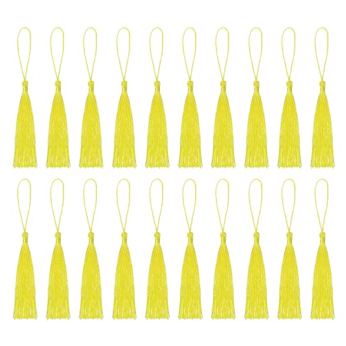 QUARKZMAN Lesezeichen Quasten - 30 Stück 13cm/5" Seidig Weiche Mini Quaste mit Schlaufen für Schlüsselanhänger Abschluss Handgemachte DIY Bastelzubehör, Hellgelb QUARKZMAN Lesezeichen Quasten - 30 Stück 13cm/5" Seidig Weiche Mini Quaste mit Schlaufen für Schlüsselanhänger Abschluss Handgemachte DIY Bastelzubehör, Hellgelb von QUARKZMAN