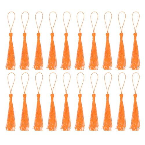 QUARKZMAN Lesezeichen Quasten - 30 Stück 13cm/5" Seidig Weiche Mini Quaste mit Schlaufen für Schlüsselanhänger Abschluss Handgemachtes DIY Bastelzubehör, Orange QUARKZMAN Lesezeichen Quasten - 30 Stück 13cm/5" Seidig Weiche Mini Quaste mit Schlaufen für Schlüsselanhänger Abschluss Handgemachtes DIY Bastelzubehör, Orange von QUARKZMAN