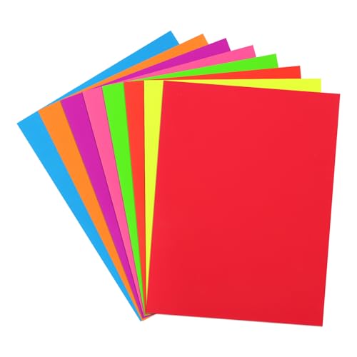QUARKZMAN Leuchtpapier im Dunkeln 40 Blatt Blanko Neon-Karton 8"x11" 250gsm Fluoreszierendes Schwarzlicht-Poster für Party-Tanzfläche Geisterbedarf, verschiedene Farben von QUARKZMAN