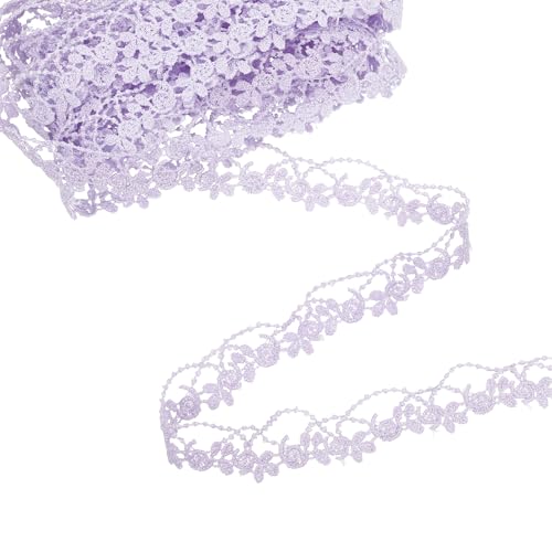 QUARKZMAN Lila Blumen Spitzenband, 0,8" x 5 Yards Polyester besticktes Häkel-Spitzenband Stoff zum Nähen, Hochzeitsdekorationen, Stirnbänder, DIY-Bastelarbeiten von QUARKZMAN