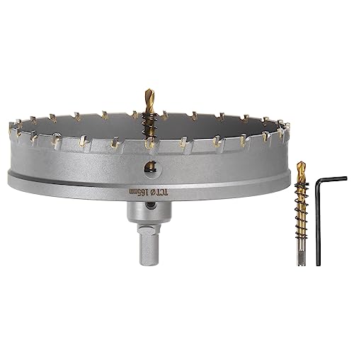 QUARKZMAN Lochsäge 165 mm Hartmetallbohrer Metall Bohrer Hartmetallschneider mit 2 Zentrierbohrer & Sechskantschlüssel für Edelstahl Eisen Legierung Holz Kunststoff Kupfer Aluminum QUARKZMAN Lochsäge 165 mm Hartmetallbohrer Metall Bohrer Hartmetallschneider mit 2 Zentrierbohrer & Sechskantschlüssel für Edelstahl Eisen Legierung Holz Kunststoff Kupfer Aluminum von QUARKZMAN