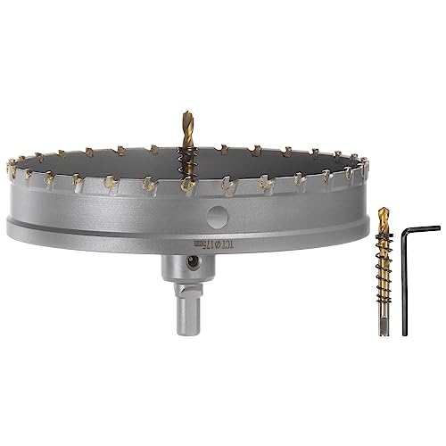 QUARKZMAN Lochsäge 175 mm Hartmetallbohrer Metall Bohrer Hartmetallschneider mit 2 Zentrierbohrer & Sechskantschlüssel für Edelstahl Eisen Legierung Holz Kunststoff Kupfer Aluminum von QUARKZMAN