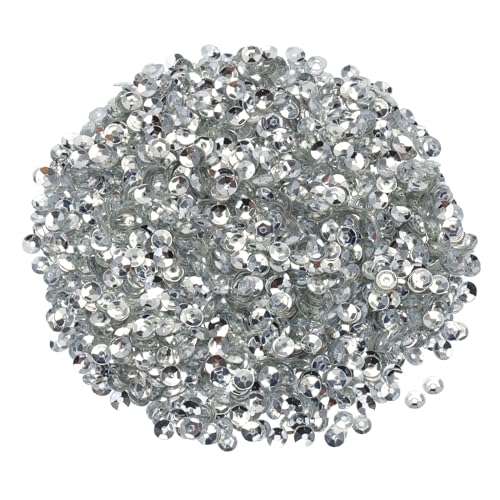 QUARKZMAN Lose Pailletten 4MM Silber Rückseitige Pailletten 3000 Stück Becher-Pailletten Stickerei-Pailletten für Schmuckherstellung Basteln Nähen, Silber von QUARKZMAN