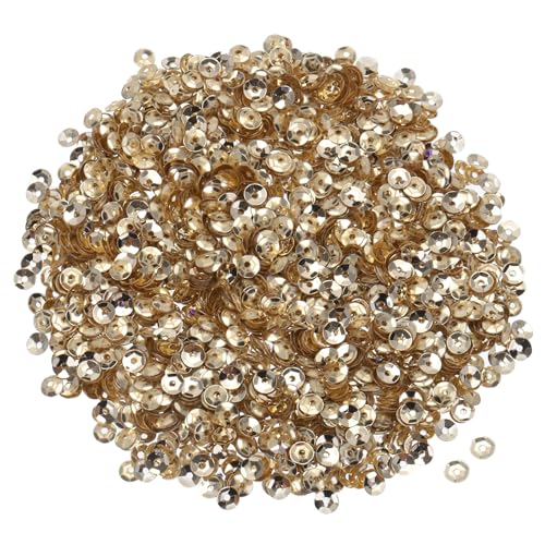 QUARKZMAN Lose Pailletten 4MM Silberne Rückseite Pailletten 3000 Stück Becher-Pailletten Stickerei-Pailletten für Schmuckherstellung, Basteln, Nähen, Champagnerfarbe von QUARKZMAN