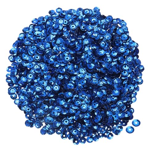 QUARKZMAN Lose Pailletten 4MM Silberne Rückseite Pailletten 3000 Stück Becher-Pailletten Stickerei-Pailletten für Schmuckherstellung Basteln Nähen, Dunkelblau von QUARKZMAN