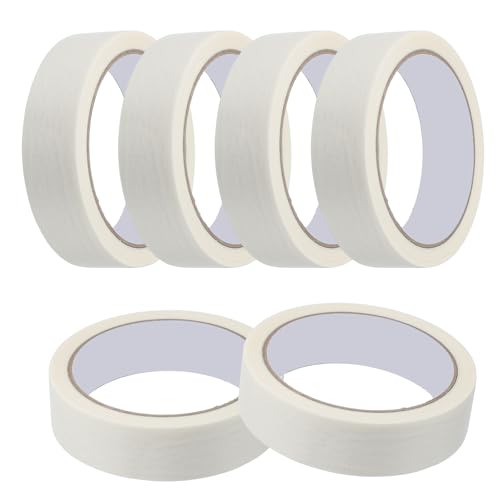 QUARKZMAN Malerkrepp 25 mm x 20 Meter Malerband Klebeband Für DIY Basteln Kunst Wandmalerei Beschriftung Auto Zuhause Büro Dekoration Weiß Packung Mit 10 von QUARKZMAN