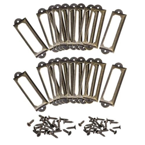QUARKZMAN Metall-Etikettenhalter, 60x17mm, 20 Stück Dateiname Kartenanhänger Etikettenhalter Rahmen für Büro Bibliothek Schublade Schrankregale, Bronze Ton von QUARKZMAN