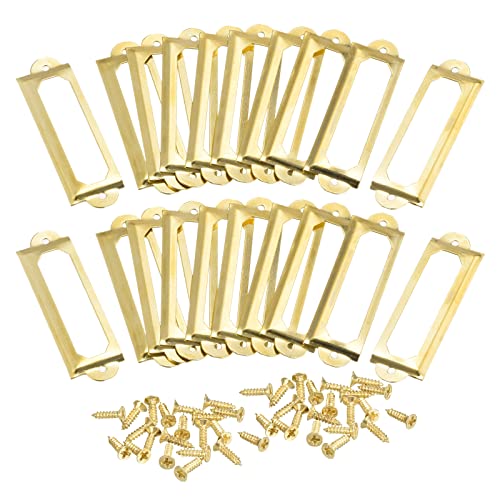 QUARKZMAN Metall-Etikettenhalter, 60x17mm, 60 Stück Dateiname Kartenetikett Halter Rahmen für Büro Bibliothek Schublade Schrank Regale, Goldton von QUARKZMAN