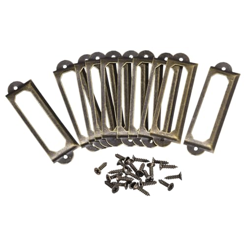 QUARKZMAN Metall-Etikettenhalter, 60x17mm 10 Stück Dateiname Kartenanhänger Etikettenhalter Rahmen für Büro Bibliothek Schublade Schrankregale, Bronze Ton von QUARKZMAN