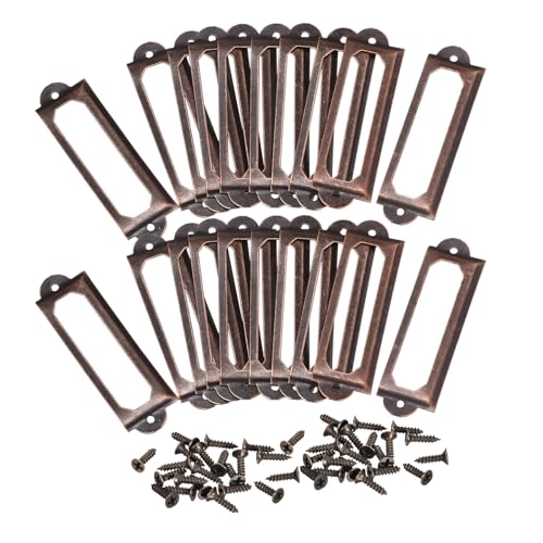 QUARKZMAN Metall-Etikettenhalter, 60x17mm 30 Stück Dateiname Kartenanhänger Etikettenhalter Rahmen für Büro Bibliothek Schubladen Schrankregale, Kupferton von QUARKZMAN