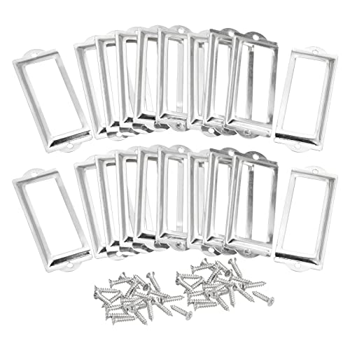 QUARKZMAN Metall-Etikettenhalter, 82x30mm 50 Stück Dateiname Kartenanhänger Etikettenhalter Rahmen für Büro Bibliothek Schublade Schrankregale, Silberton von QUARKZMAN
