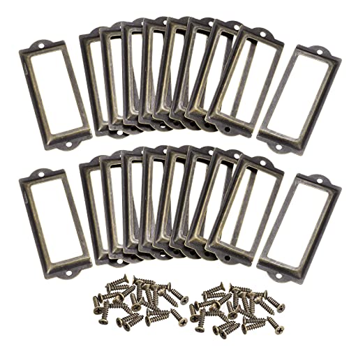 QUARKZMAN Metall-Etikettenhalter, 82x30mm 50 Stück Dateiname Kartenanhänger Etikettenhalter Rahmen für Büro Bibliothek Schubladenschrank Regale, Bronze Ton von QUARKZMAN